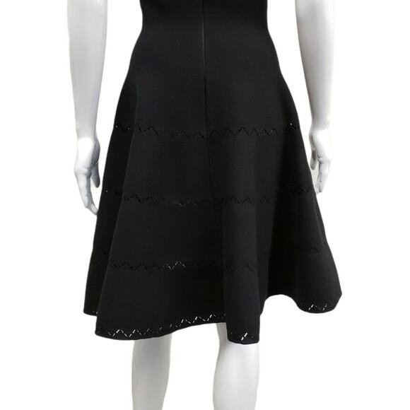 ALAIA Black Wool Blend Knit V-neck Cutout Skater Short Dress Size 40 US 8 New - Picture 3 of 8